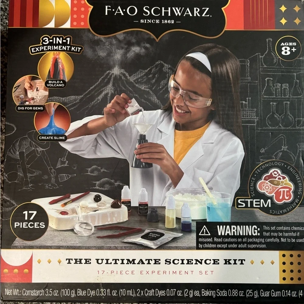 FAO Schwarz 3-in-1 Science Experiment Kit - Black, Red, Yellow